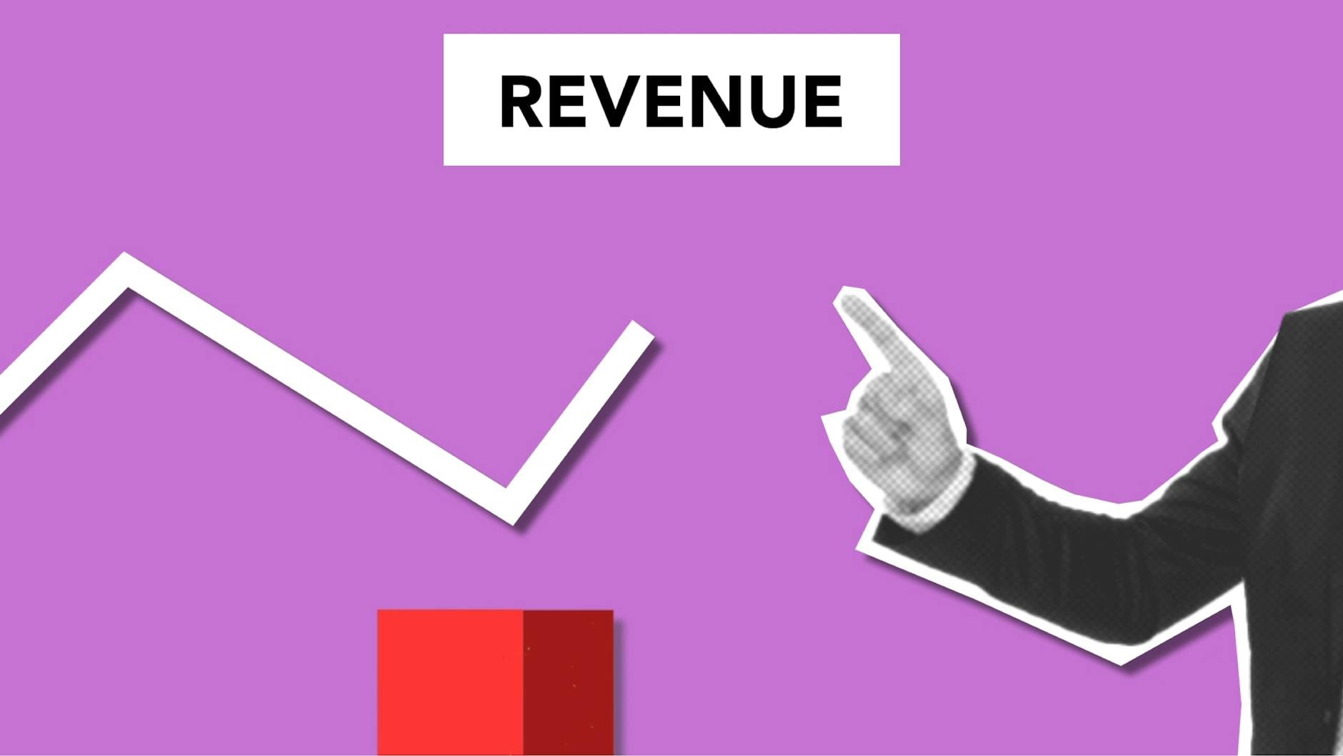 Illustration representing businessman with index finger up showing increase of incomes on graph.
